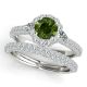 1.75 Carat Green Diamond Engagement Pave Halo Fancy Ring Band 14K Gold