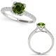 1 Carat Green Diamond Beautiful Flower Design Halo Promise Ring 14K Gold