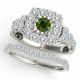 0.75 Carat Green Diamond Designer Halo Beautiful Wedding Ring Band 14K Gold