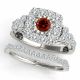 0.75 Carat Red Diamond Designer Halo Beautiful Wedding Ring Band 14K Gold