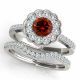 1.25 Carat Red Diamond Filigree Cluster Vintage Halo Ring Band 14K Gold