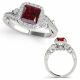 Red Diamond Classy Antique Halo Anniversary Ring 14K Gold