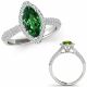 Green Diamond Designer Multi-Row Halo Engagement Ring 14K Gold