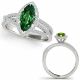 Green Diamond Split Shank Design Halo Wedding Ring 14K Gold