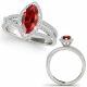 Red Diamond Split Shank Design Halo Wedding Ring 14K Gold