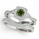 0.5 Carat Green Diamond Swirl Split Shank Square Halo Ring Band 14K Gold