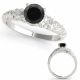 0.5 Carat Black Real Diamond Classic Simple Round Engagement Ring 14K Gold