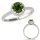 1 Carat Green Real Diamond Flower Crown Design Eternity Fancy Halo Ring 14K Gold