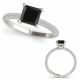 Black Diamond Classic Cushion Cut Prong Set Promise Ring 14K Gold