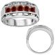 1 Carat Red Diamond 5 Stone Satin Mens Man Engagement Band 14K Gold