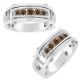 0.75 Carat Champagne Diamond 5 Stone Presidential Link Mens Wedding Band 14K Gold