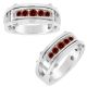 0.75 Carat Red Diamond 5 Stone Presidential Link Mens Wedding Band 14K Gold