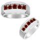 1.25 Carat Red Diamond 5 Stone Presidential Link Mens Engagement Band 14K Gold