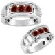 1 Carat Red Diamond Fancy 3 Stone Mens Man Engagement Band 14K Gold