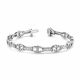 White Diamond Victorian Crown Link 7 Inch Bracelet 14K Gold