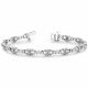 White Diamond 3 Across Crown Link 7 Inch Bracelet 14K Gold