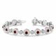 Red Diamond Double Circle Link 7 Inch Bracelet 14K Gold