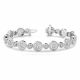 White Diamond Double Circle Link 7 Inch Bracelet 14K Gold