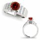 Red Diamond Classic Prong Set Engagement Promise Ring 14K Gold