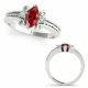 Red Diamond Rope Pattern 3 Stone Wedding Ring 14K Gold