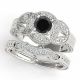 0.75 Carat Black Real Diamond Beautiful Halo Round Promise Ring Band 14K Gold