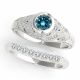 0.5 Carat Blue Real Diamond Classy Styled Antique Engagement Ring Band 14K Gold