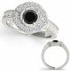 0.75 Carat Black Real Diamond Designer Double Halo Promise Fancy Ring 14K Gold