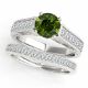 Green Real Diamond Precious Round Channel Set Ring Band 14K Gold