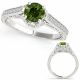 1 Carat Real Green Diamond Round channel Set Wedding Promise Ring 14K Gold