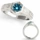 0.5 Carat Blue Real Diamond Solitaire Crossover Anniversary Band Ring 14K Gold