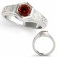 0.5 Carat Red Real Diamond Solitaire Crossover Anniversary Band Ring 14K Gold