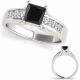 0.75 Carat Black Diamond Antique Single Row Promise Wedding Ring 14K Gold