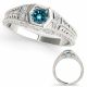 0.25 Carat Blue Real Diamond Antique Single-Row Marriage Bridal Ring 14K Gold