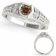 0.25 Carat Champagne Real Diamond Antique Single-Row Marriage Bridal Ring 14K Gold