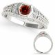 0.25 Carat Red Real Diamond Antique Single-Row Marriage Bridal Ring 14K Gold