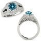 Blue Diamond Fancy Princess Designer Halo Wedding Ring 14K Gold