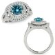 1.75 Carat Blue Real Diamond Beautiful Curve Double Halo Wedding Ring 14K Gold