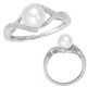 Cultured Freshwater Pearl Infinity By Pass Solitaire Ring 14K Gold