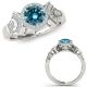 Blue Diamond Fancy Desinger Halo Engagement Ring Set 14K Gold