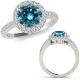 Blue Diamond Designer Halo Engagement Women Band Ring 14K Gold