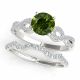 Green Real Diamond Twist Shank Solitaire Wedding Ring Band 14K Gold