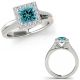 1.4 Carat Blue Real Square-Princess Diamond By Pass Halo Wedding Ring 14K Gold