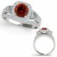 1.5 Carat Red Diamond Split Shank Eternity Halo Bridal Ring 14K Gold