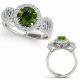 1.5 Carat Green Diamond  Round Halo Engagement Beautiful Ring 14K Gold