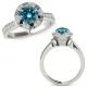 1.5 Carat Blue Real Diamond Fancy Basket Halo Engagement Wedding Ring 14K Gold