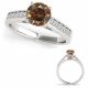 Champagne Diamond Unique Solitaire Engagement Promise Ring 14K Gold