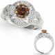 1.5 Carat Champagne Real Diamond Antique Round Solitaire Anniversary Ring 14K Gold