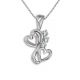 G-H I1 Diamond Double Heart Pendant 18 Inch Chain 14K Gold-1