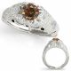 0.75 Carat Champagne Real Diamond Vintage Dome Bezel Engagement Ring 14K Gold