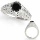 1 Carat Black Real Diamond Design Vintage Solitaire Anniversary Ring 14K Gold